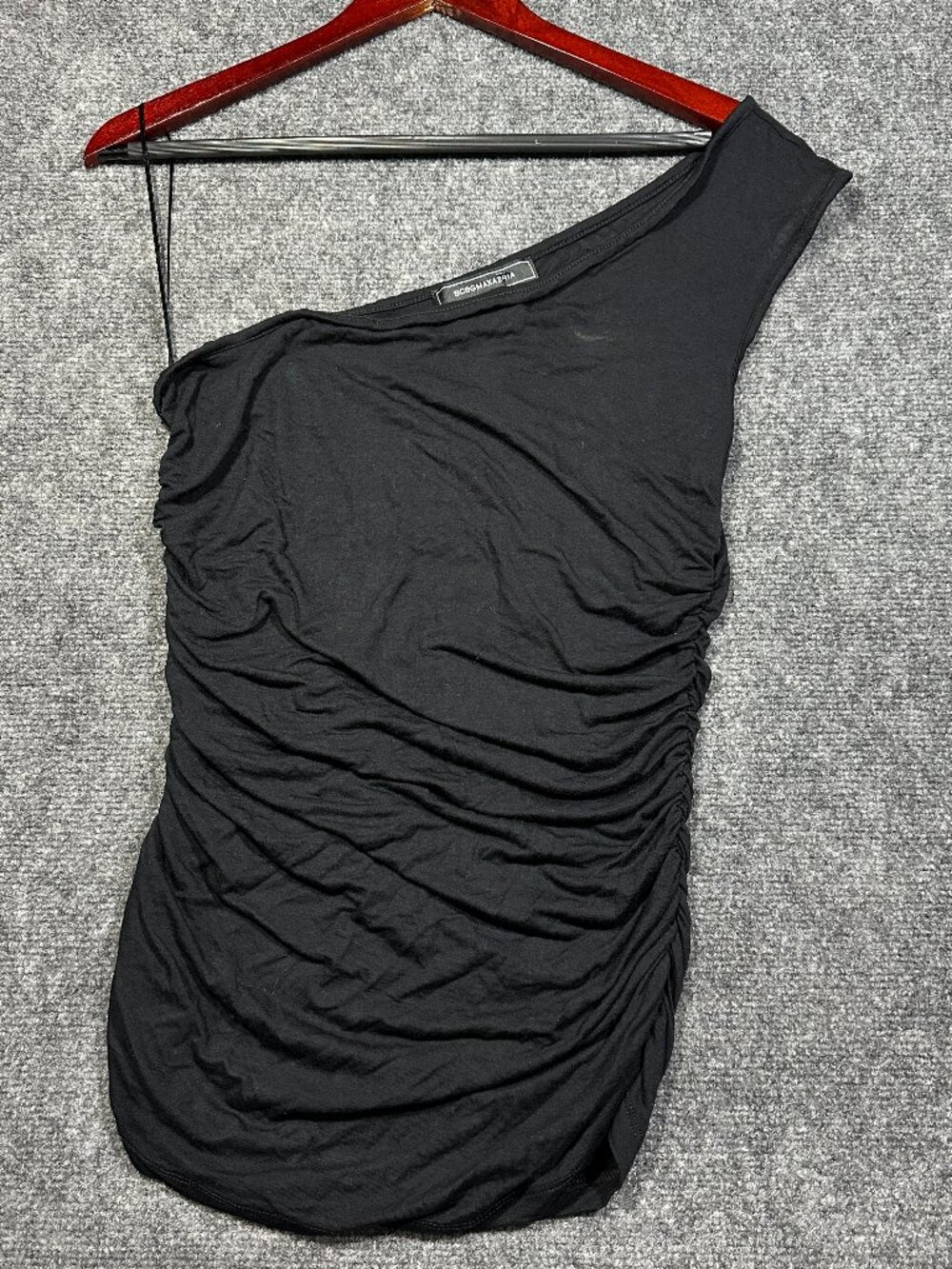 NEW BCBGMaxAzria Top Womens Medium Black Pullover One Shoulder Ruched Sexy